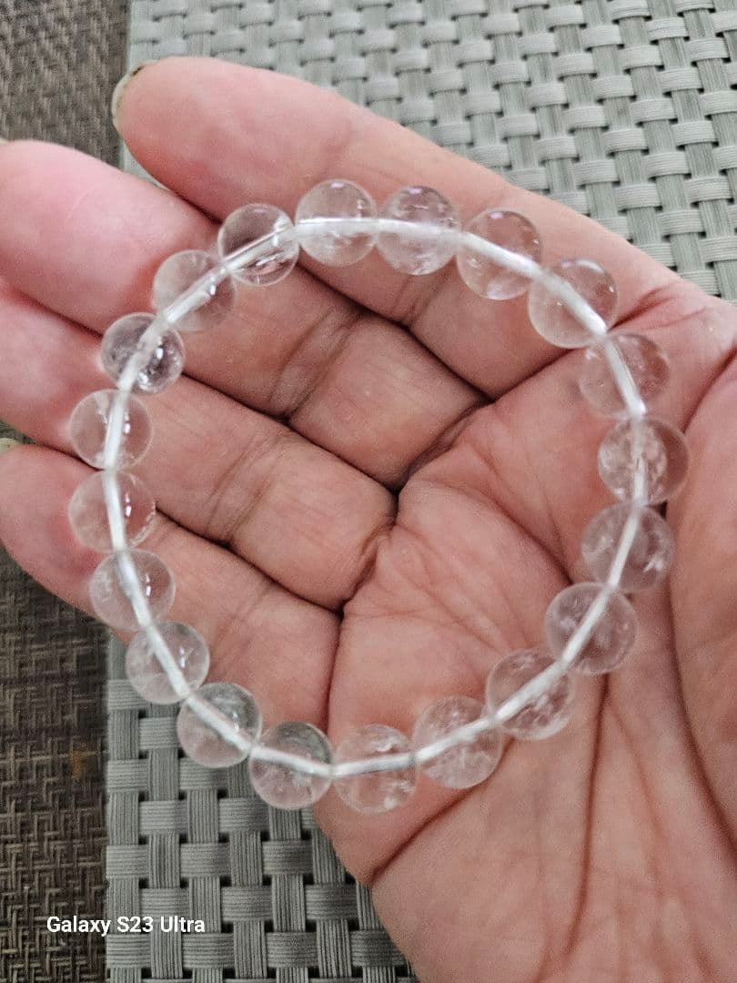 黒平産水晶１０mmクリアー２０玉ブレスレット