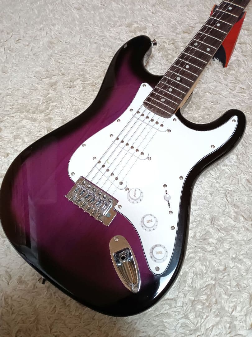 良品 パープル 紫 初心者 ビギナー エレキギター ストラトキャスター