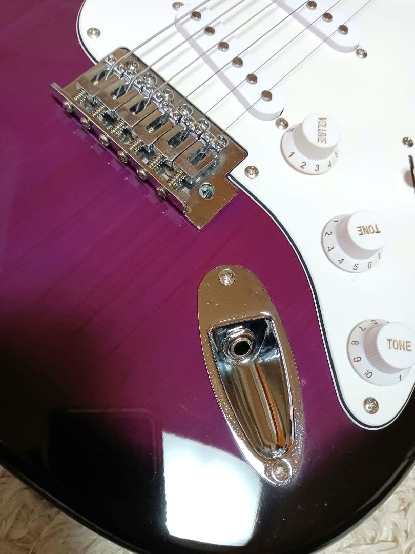 良品 パープル 紫 初心者 ビギナー エレキギター ストラトキャスター