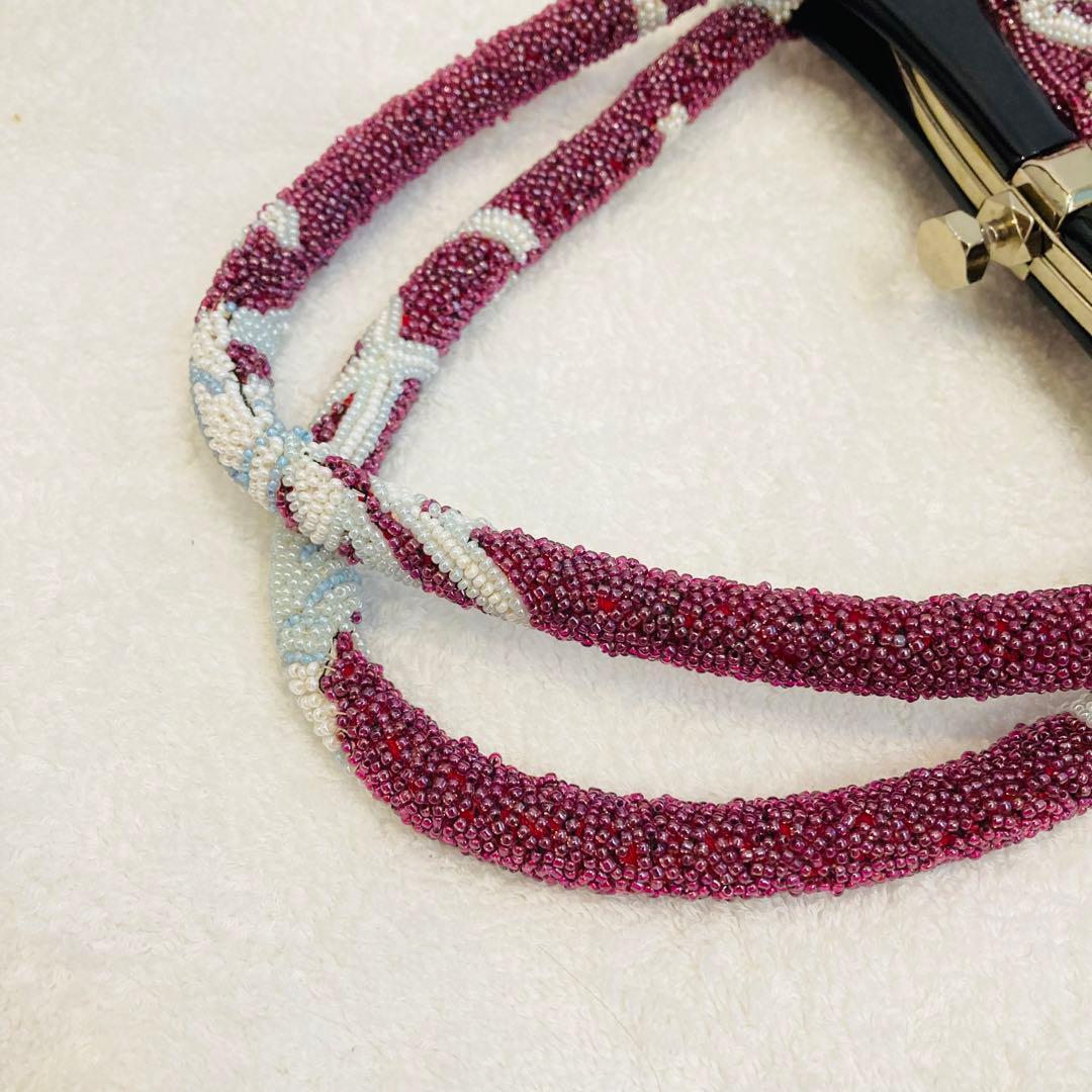 ビーズバック　むらさき　パープル　和装　着物