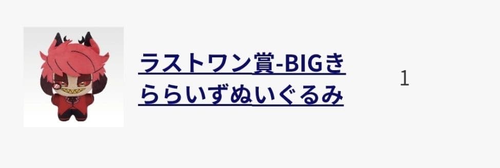ラストワン賞 BIGきららいずぬいぐるみ アラスター□一番くじ ハズビン