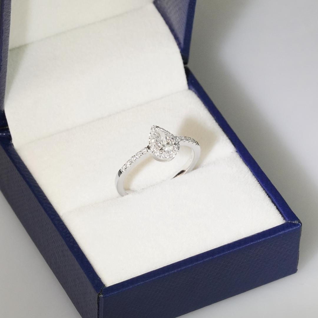 LABダイヤ水滴ヘイローリング R122H25729-W（3週間発送）