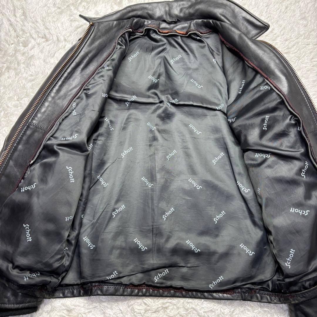 Schottショット シングルライダーストラッカー革38黒ライナー付AT101