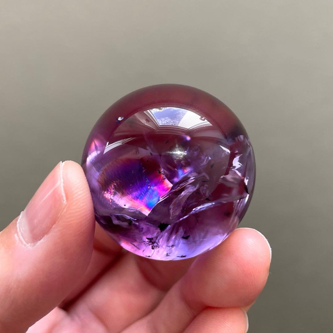 アメシストスフィア高品質ホーランダイト虹ファントム