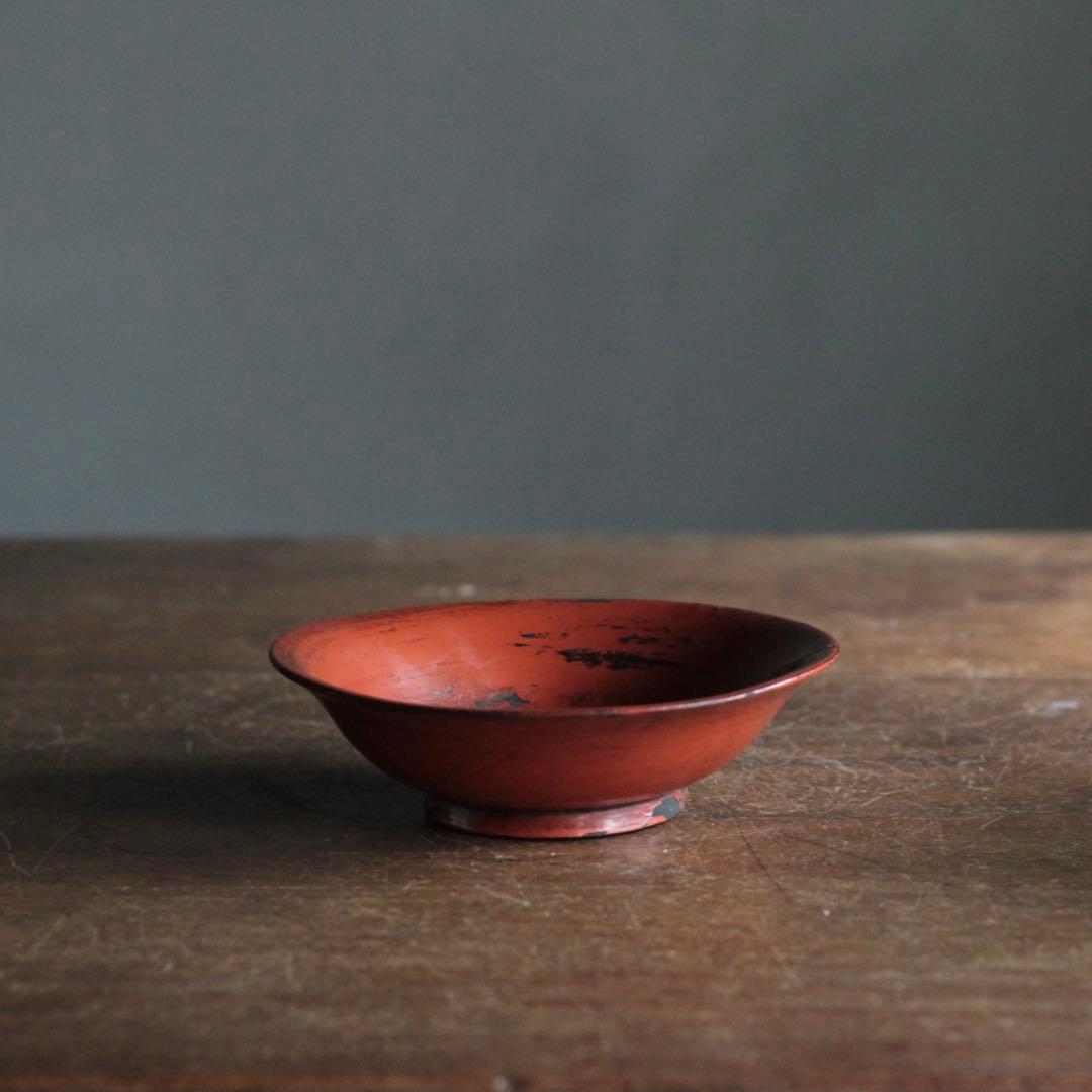 朱塗り 小椀 平盃 盃 小鉢 酒器 漆器 古美術 古道具 アンティーク No.1