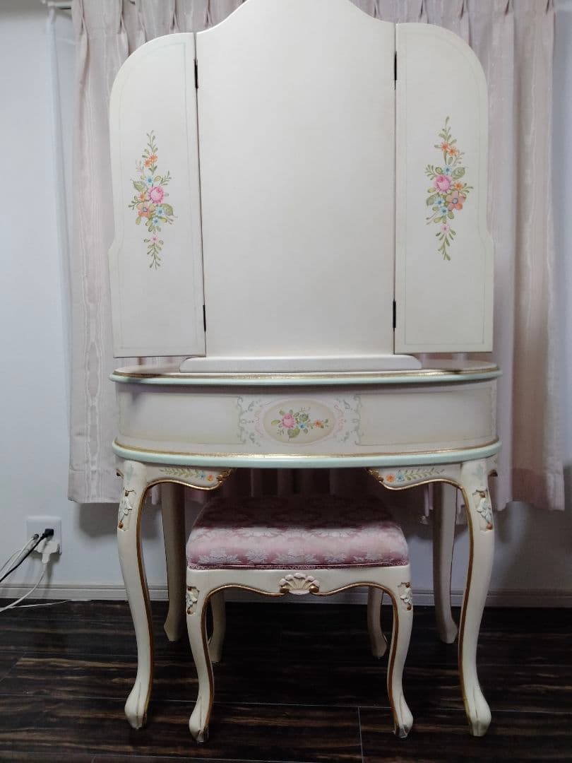 ロココ調 アンティーク 猫足 ドレッサー 三面ミラー