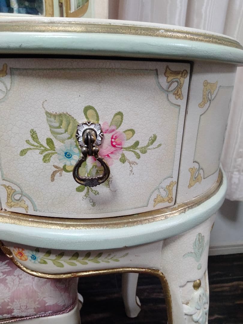 ロココ調 アンティーク 猫足 ドレッサー 三面ミラー