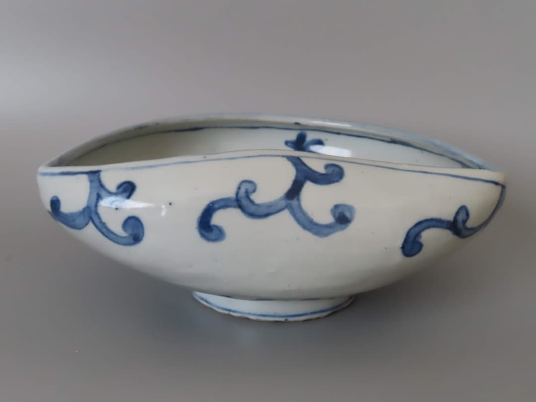 中国　明末清初　古染付大鉢　(検)青花 景徳鎮 祥瑞