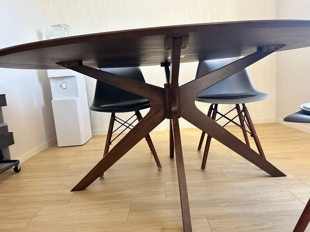 楕円形 木製ダイニングテーブルセット