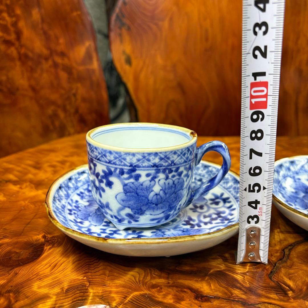 有田焼 福泉窯 カップ&ソーサー2客　染付　唐草　碗皿