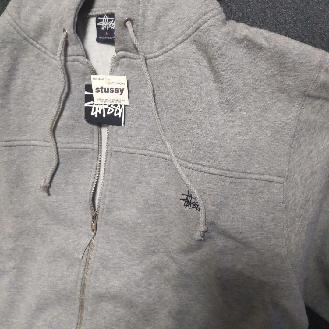 Stussy グレー ジップアップパーカー M