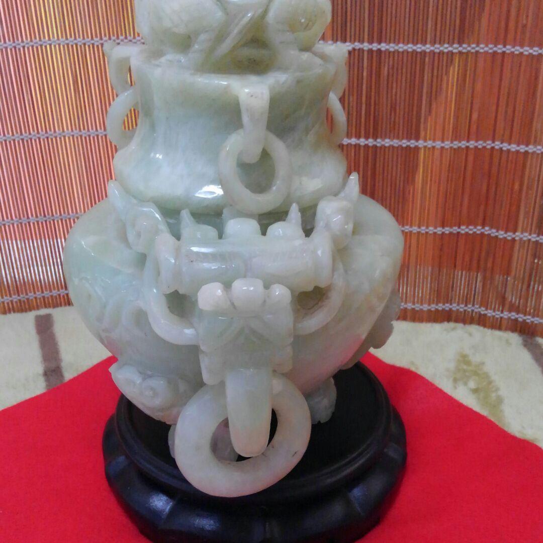 中国美術 玉石龍香炉 高さ28㎝ 3.6k