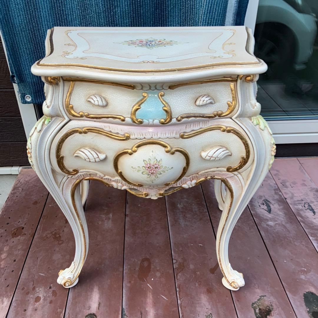 中古品】RIO FURNITURE ロココ調コンソールテーブル 引出し2段式 中古