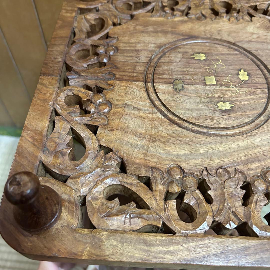 インド製 サイドテーブル ナイトテーブル 飾り台 花台 輸入家具