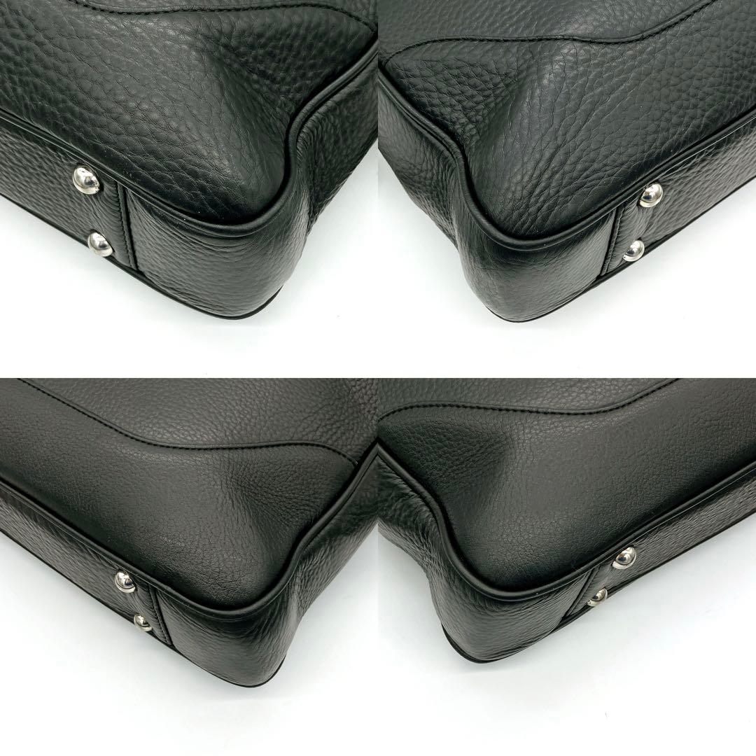 【PELLE MORBIDA】ビジネスバッグ　シルバー金具　レザー　ブラック