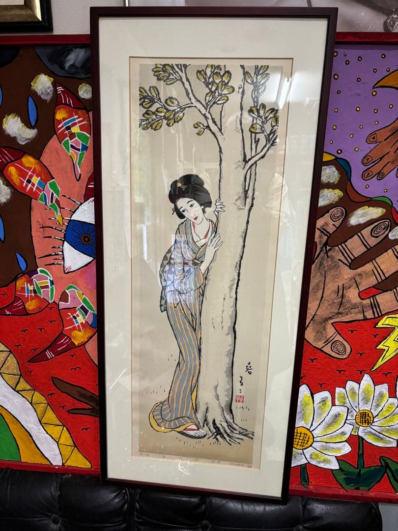 超貴重 竹久 夢二 「 春 」 木版画 25号 大作 1991年作品