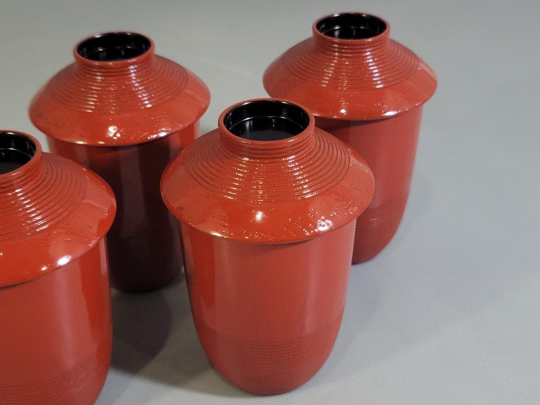 懐石器 朱漆 小吸物椀 5客 塗師 石斎 共箱 DT741