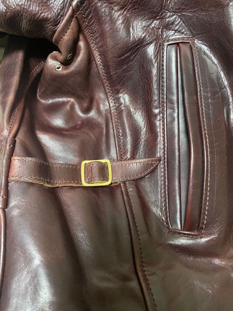 r*a様 AERO LEATHER エアロレザー ハーフベルト 34 バーガンデ