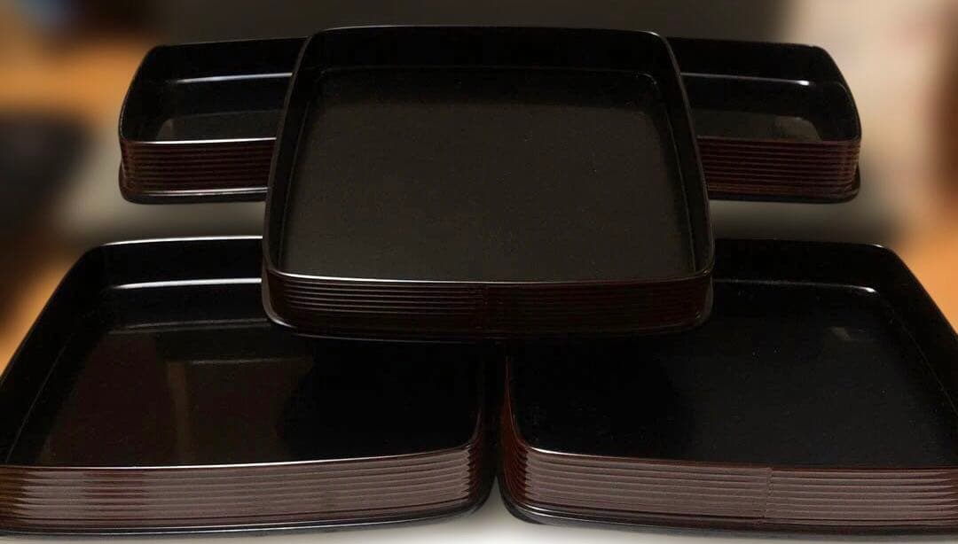 輪島塗　溜内黒塗　前菜盆 5客