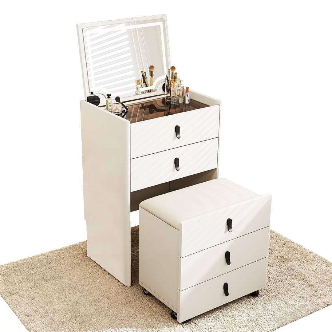 【セール】新品ドレッサー おしゃれ LEDミラー付き・ブラウン強化ガラス天板 セール】新品ドレッサー おしゃれ LEDミラー付き・ブラウン強化ガラス