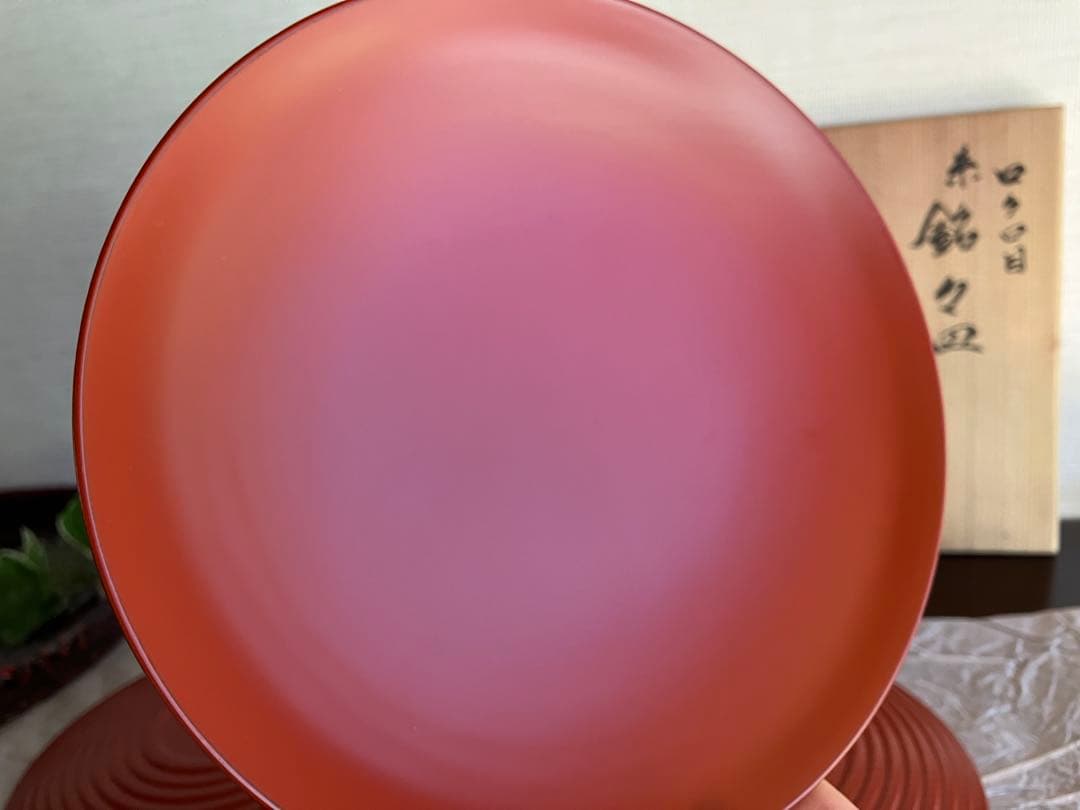 山中塗 山中漆器 香仙工房 ロクロ目 朱 銘々皿 菓子皿 5枚 茶道