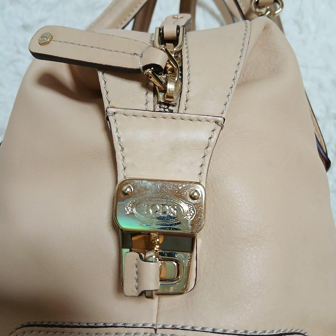 【TOD'S】 ２WAYハンドバッグ Dスタイリングミディアム レザー ベージュ