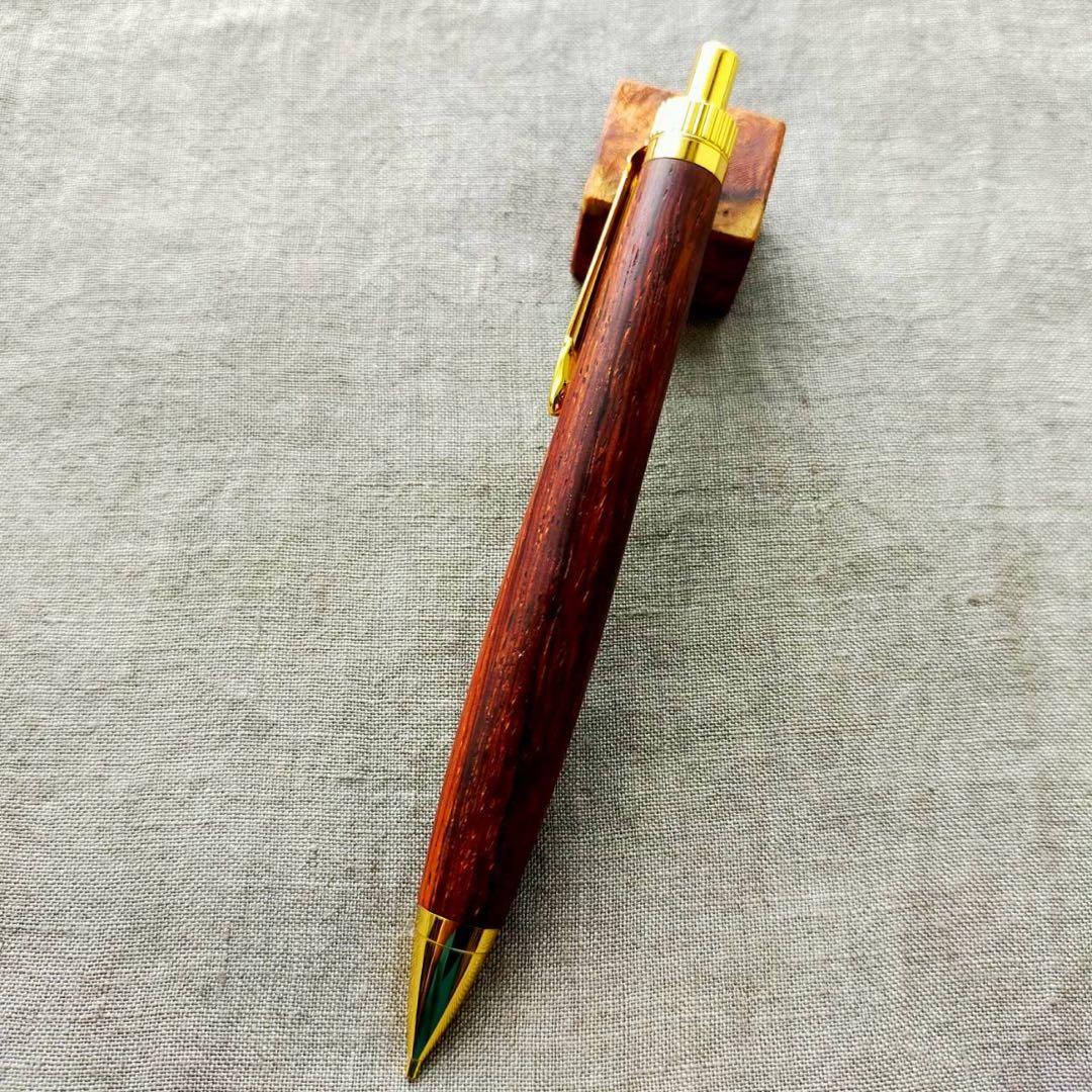 ココボロ　ハンドメイド　木軸シャープペン　0.5mm　天然木　ゴールド