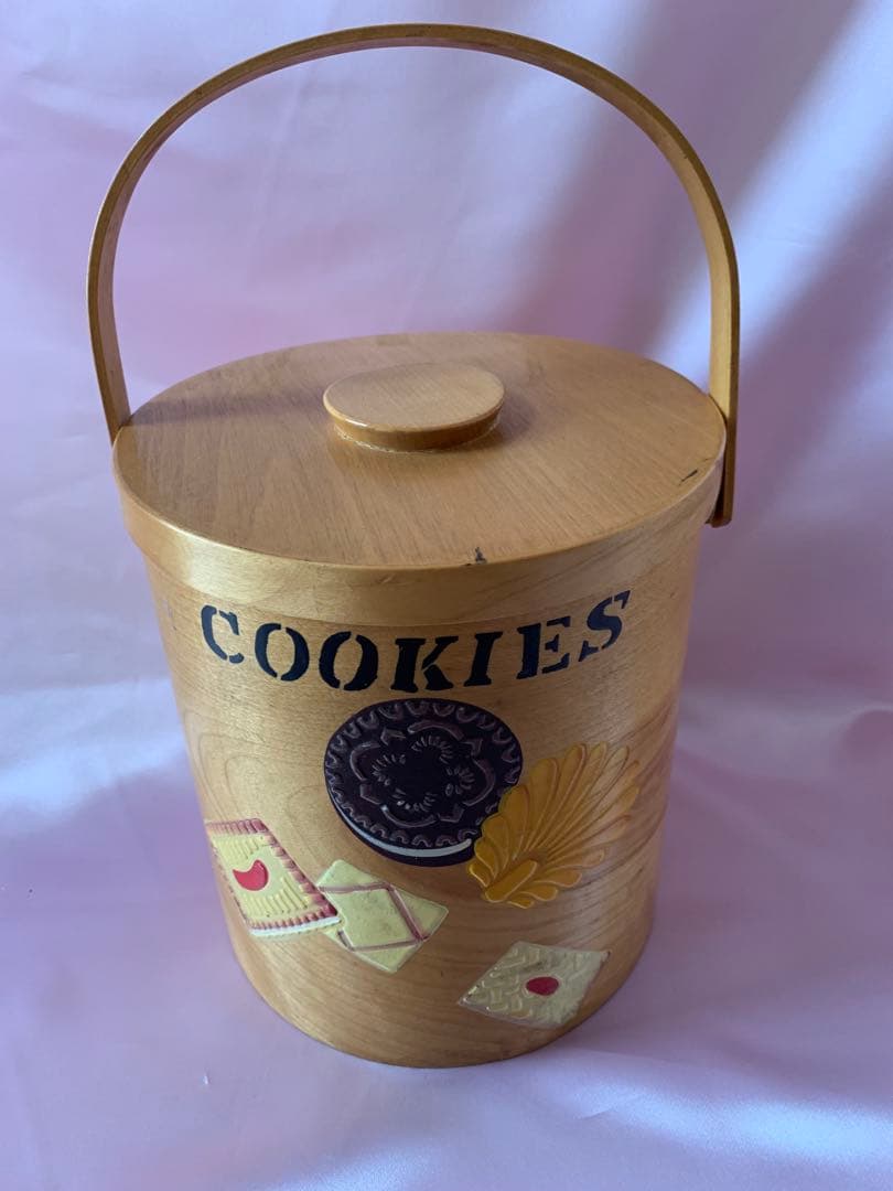 ビンテージ木製クッキージャーキャニスターアンティークレトロ