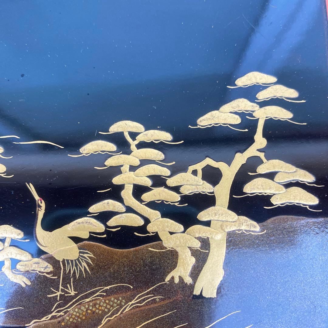 漆器盆セット 2枚 松鶴蒔絵 古美術 アンティーク