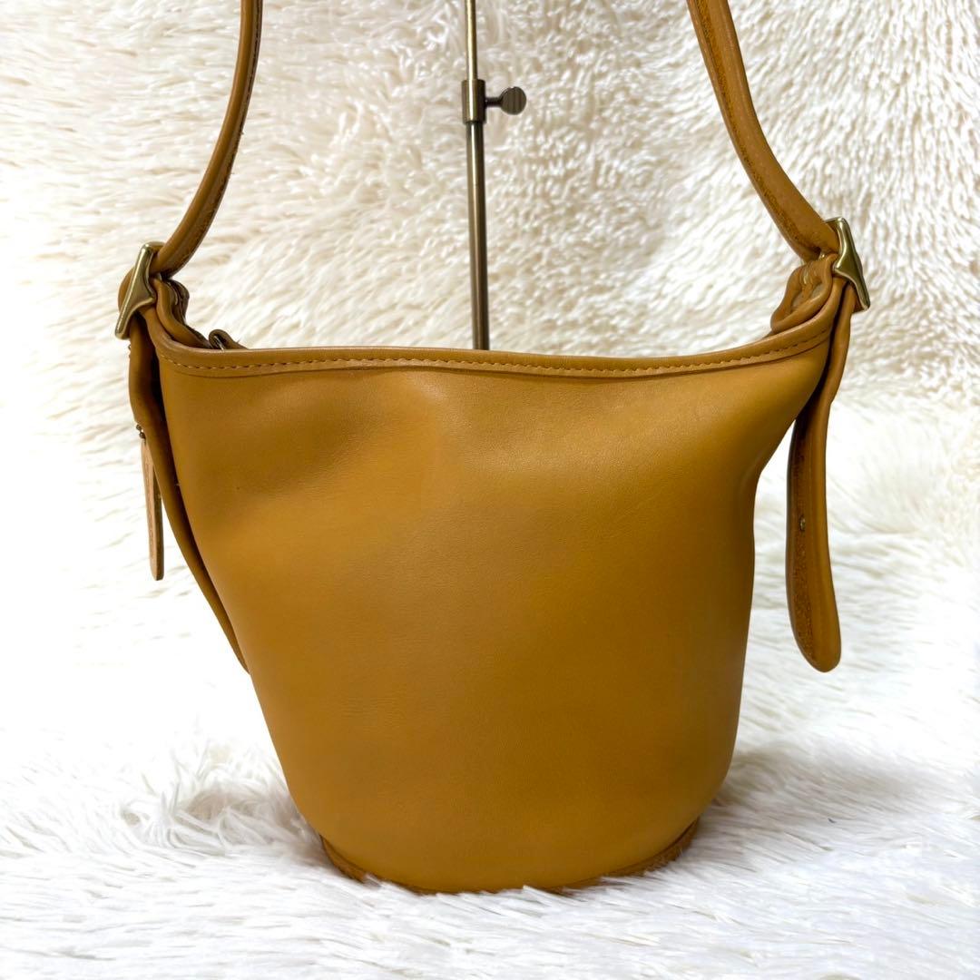 【美品】オールドコーチ　ショルダーバッグ　イエロー　レザー　9019　希少カラー