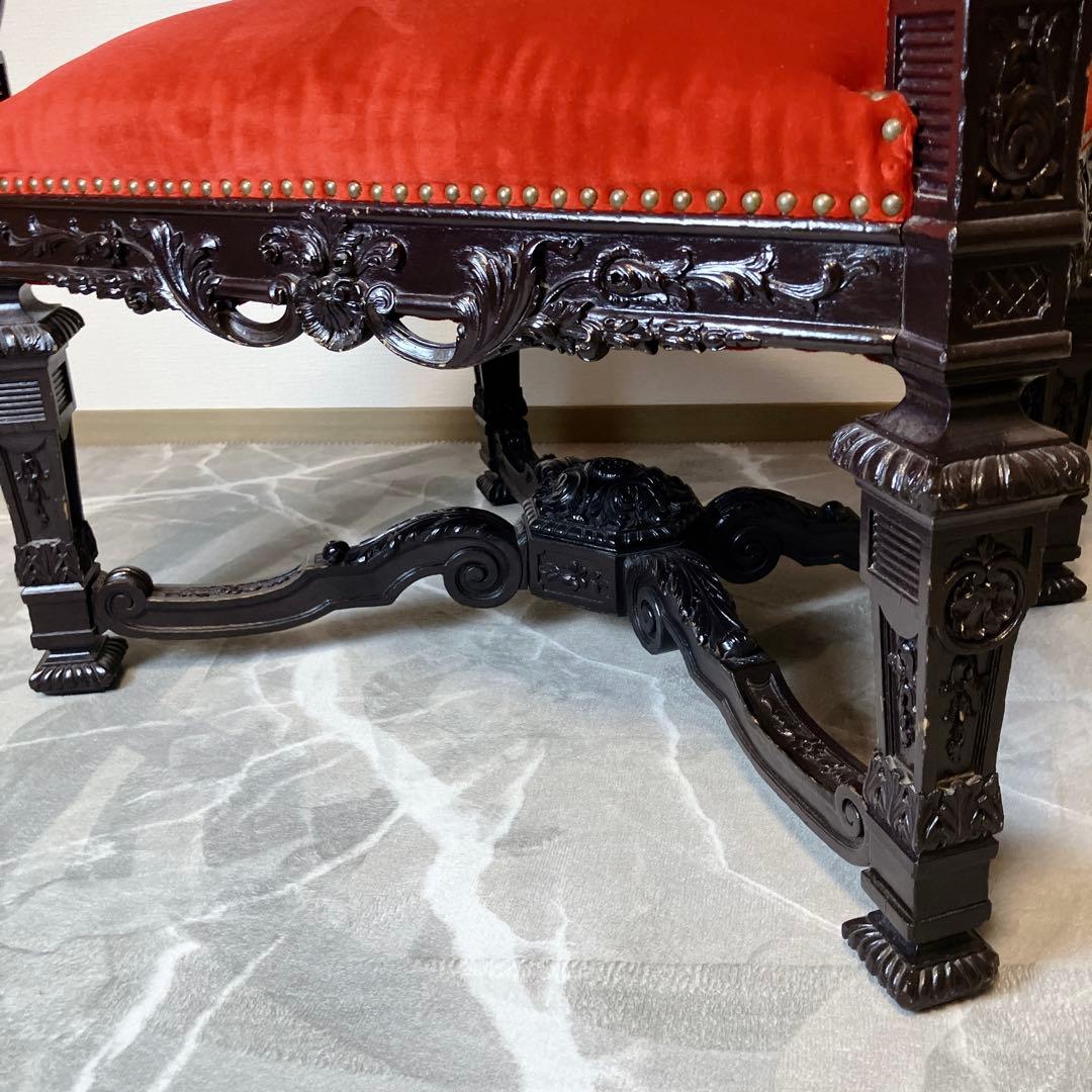 玉座】 ネオバロック様式 ベルベット アームチェア ヴィンテージ