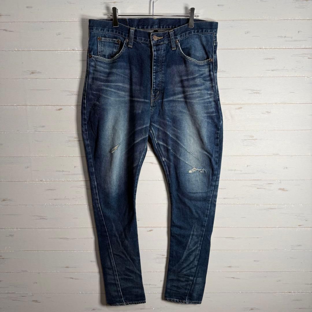 glamb グラム サルエルパンツ ダメージ加工 インディゴ L.