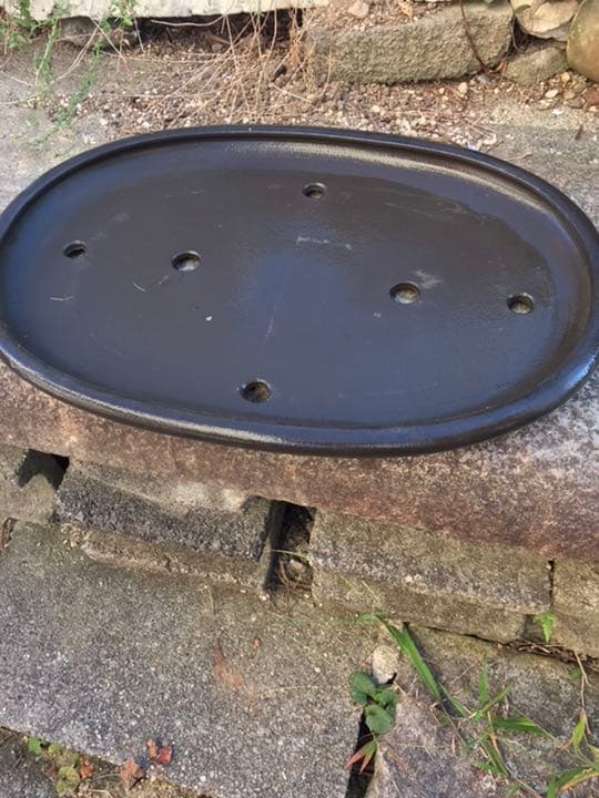 盆栽鉢 時代古鉢水庄園楕円丸縁紫泥大型盆栽平鉢 サイズ48x34x4cm程