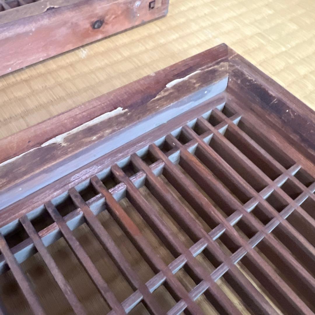 組子細工 木製欄間 建具 らんま 明り取り古民家 オブジェ レトロ 2枚