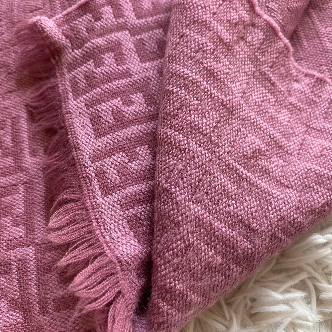 フェンディ☆FENDI 総柄 ズッカ柄 マフラー ピンク ラナウール100