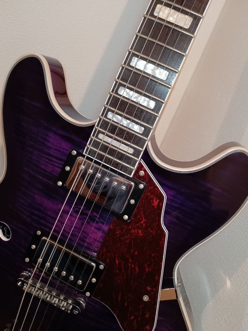美品 GROTE 335タイプ セミアコ エレキギター パープル 紫 グロート