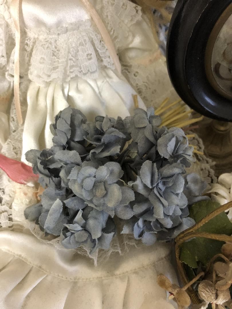 フランス アンティーク コサージュ ブルーグレイ