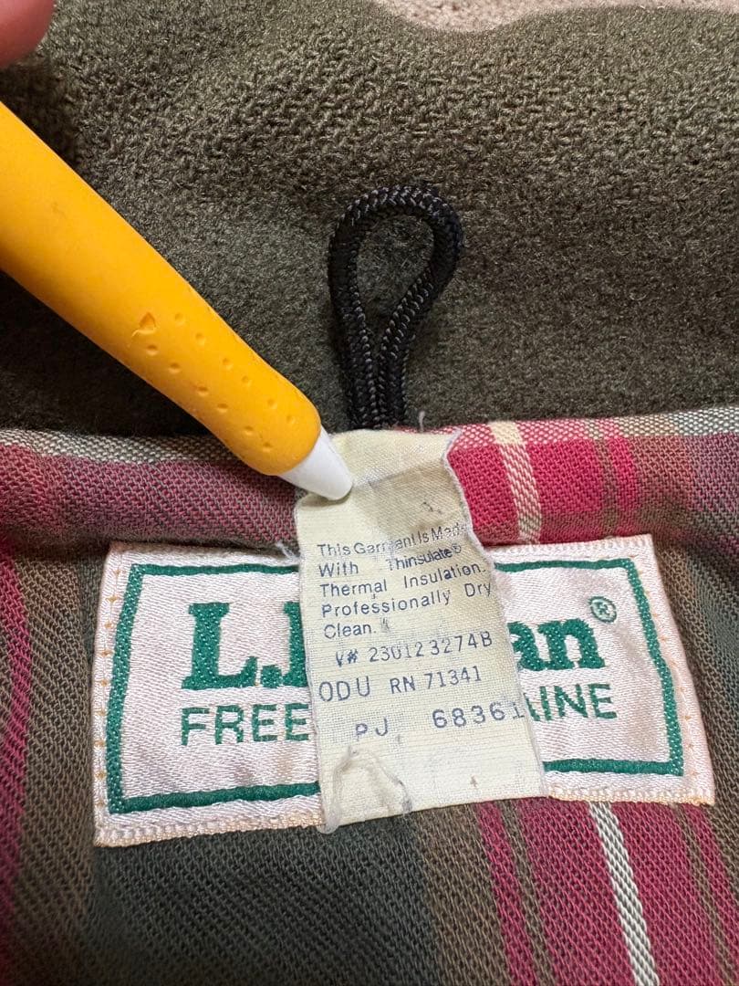L.L.Bean ウールジャケット S USA製 裏地チェック グリーン