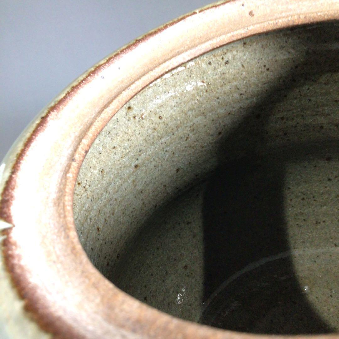 Ｐ４４７　水指　『唐津焼』『内山仙鶴造』『耳付水指』　共箱　茶道具