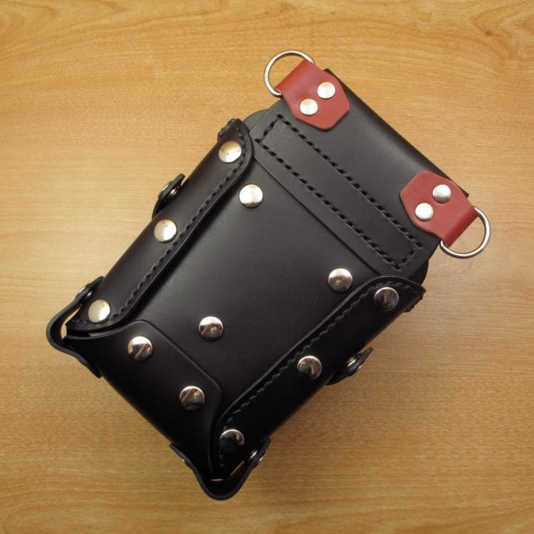 ブラック＆赤色　５丁差し　本革シザーケース　SCA-40/CKA