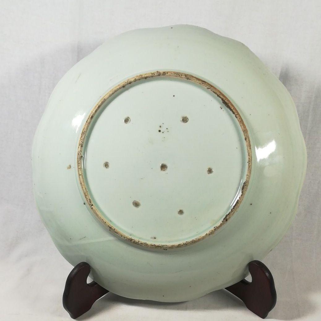 古い 染付大皿 皿 鶴 松