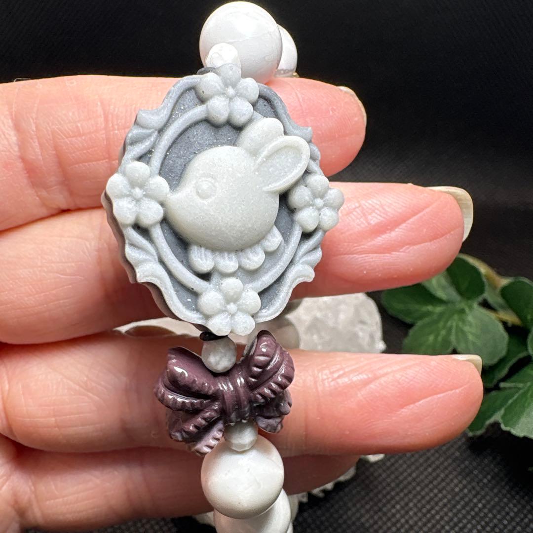 sora️様お取置き7，/2＊ラブラドライト 月とウサギ カイヤナイト