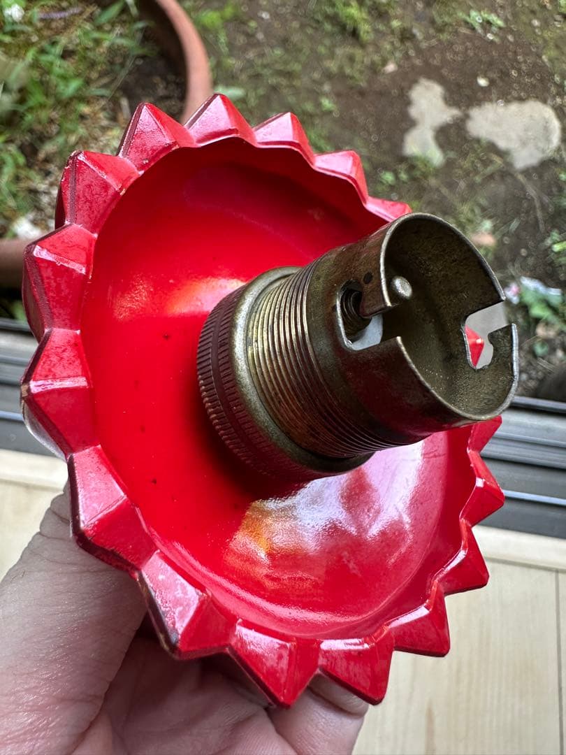 1920年代 フランス アンティーク クランベリーガラスの螺旋模様