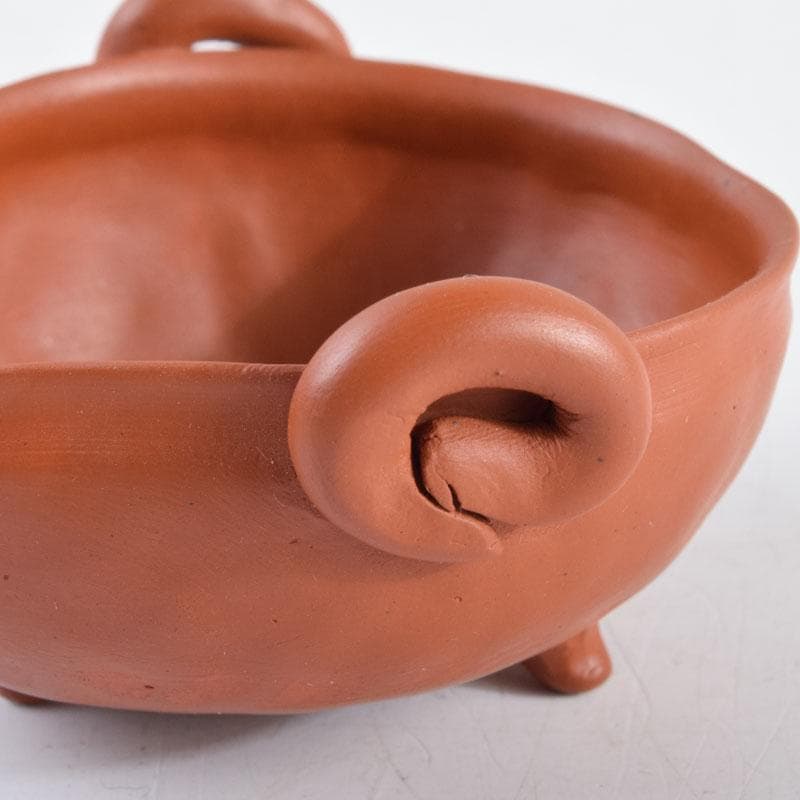 常滑焼 間野弥平作 朱泥 手捻り 小さな茶器揃 共布共箱 V