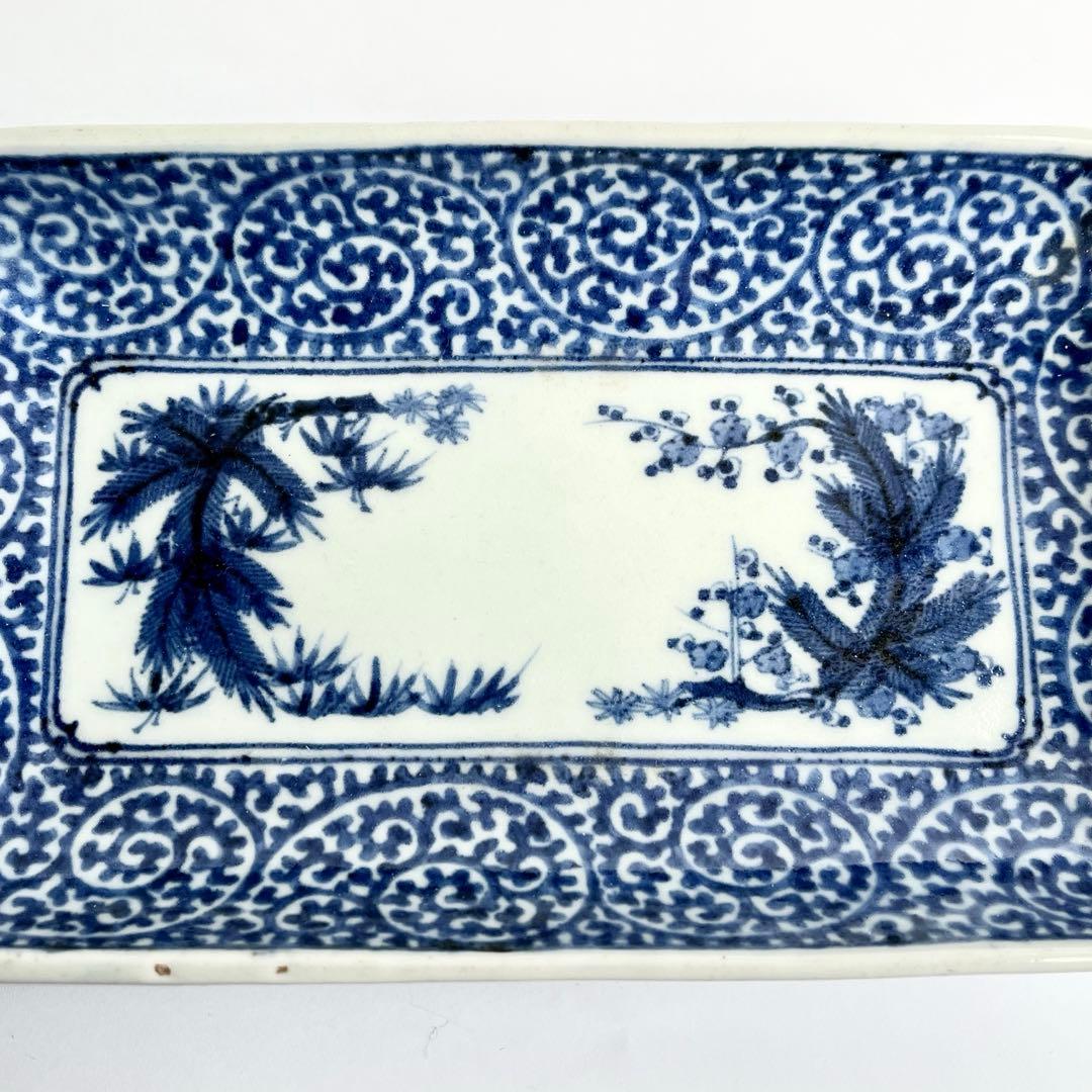 江戸中期 古伊万里 奇玉宝鼎之珍 染付 松竹梅 蛸唐草文 長皿 - メルカリ