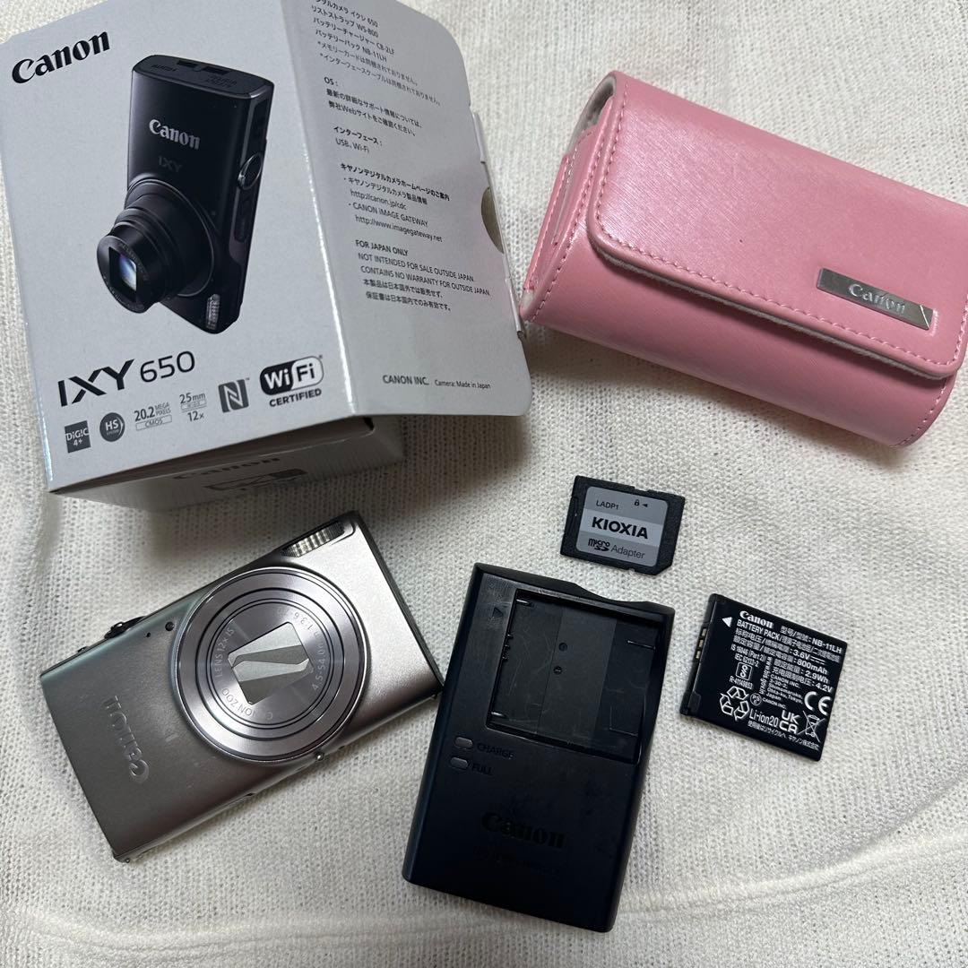 Canon IXY 650 SDカード、カメラケース画面フィルム付き