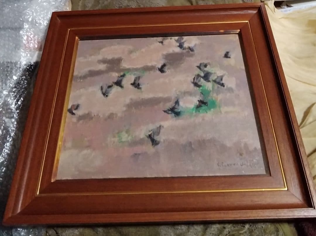 桜田精一　油彩真作F6春雲　巨匠金沢資産家所蔵毎日オークション7万円エスティメイ