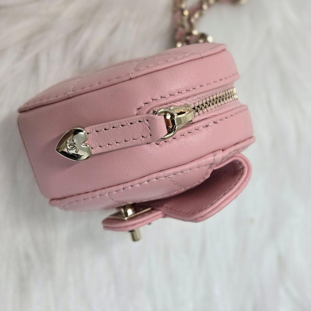 CHANEL シャネル　ハート　バッグチャーム　ケース ピンク