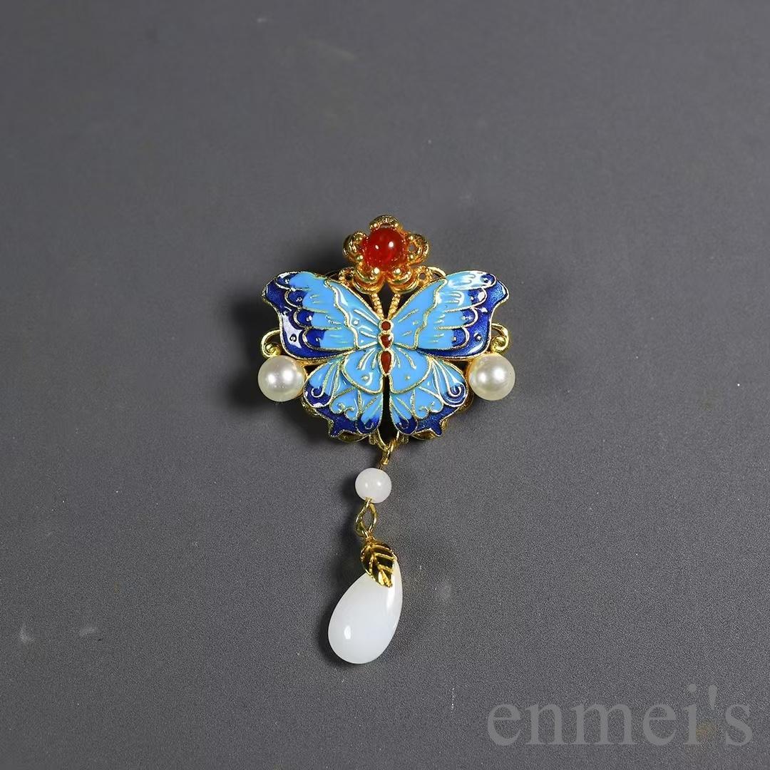 中国古美術 鍍金 純銅製 景泰藍 装身具 首飾一式 簪・耳飾・胸飾・指輪 古賞物