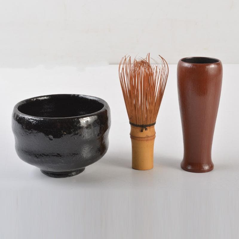 茶道具　漆塗　茶箱　黒楽茶碗　独楽棗など　七点　一式　V　6549